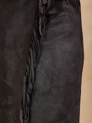 Love & Roses Suedtte Fringe Midi Skirt - 6суретінің 6 суреті