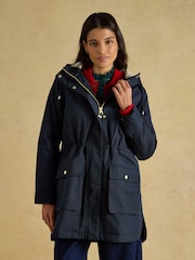 Joules Evercosy Navy Borg Lined Waterproof Raincoat With Hood - Image 1 of 12