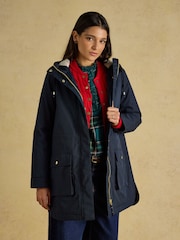 Joules Evercosy Navy Borg Lined Waterproof Raincoat With Hood - Image 5 of 12