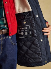 Joules Evercosy Navy Borg Lined Waterproof Raincoat With Hood - Image 9 of 12