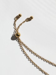 Gold Tone Waterproof Stainless Steel Green Stone Pully Bracelet - Image 3 of 3