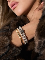 Mixed Metal Sparkle Stretch Bangle - Image 3 of 5