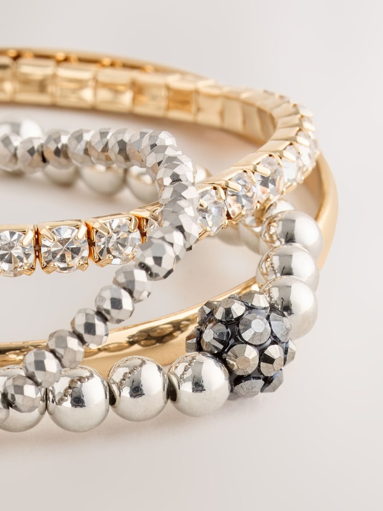 Mixed Metal Sparkle Stretch Bangle - Image 5 of 5