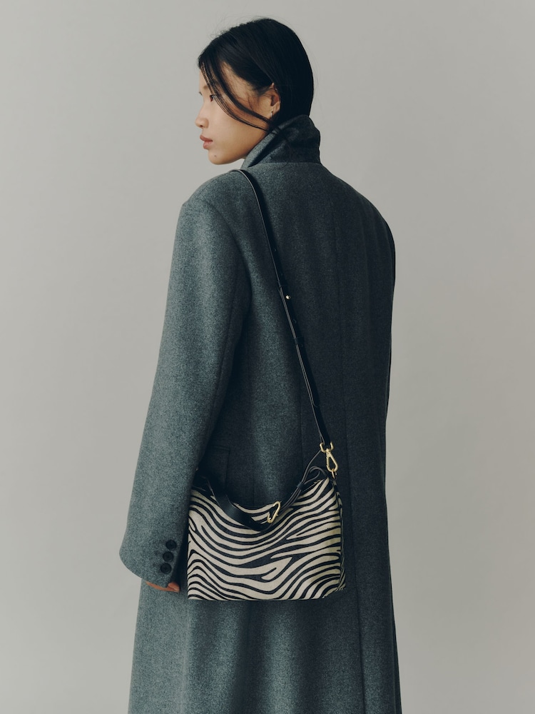 Zebra Print Leather Hand Held Bag - Image 1 of 9 Zebra Print Leather Hand Held Bag - Image 1 of 9