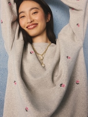 Cath Kidston Grey Floral Embroidered Sweatshirt - Image 1 of 6