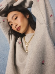 Cath Kidston Grey Floral Embroidered Sweatshirt - Image 5 of 6