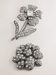 Gun Metal Sparkle Brooches 2 Pack - Image 1 of 5