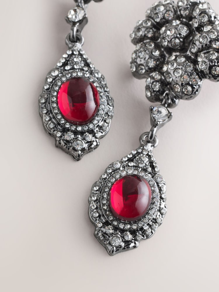 Burgundy Red Drop Earrings - Image 2 of 3