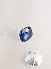 Tono plateado/azul marino - Pendientes con diseño brillante sin cierres - Imagen 1 de 2