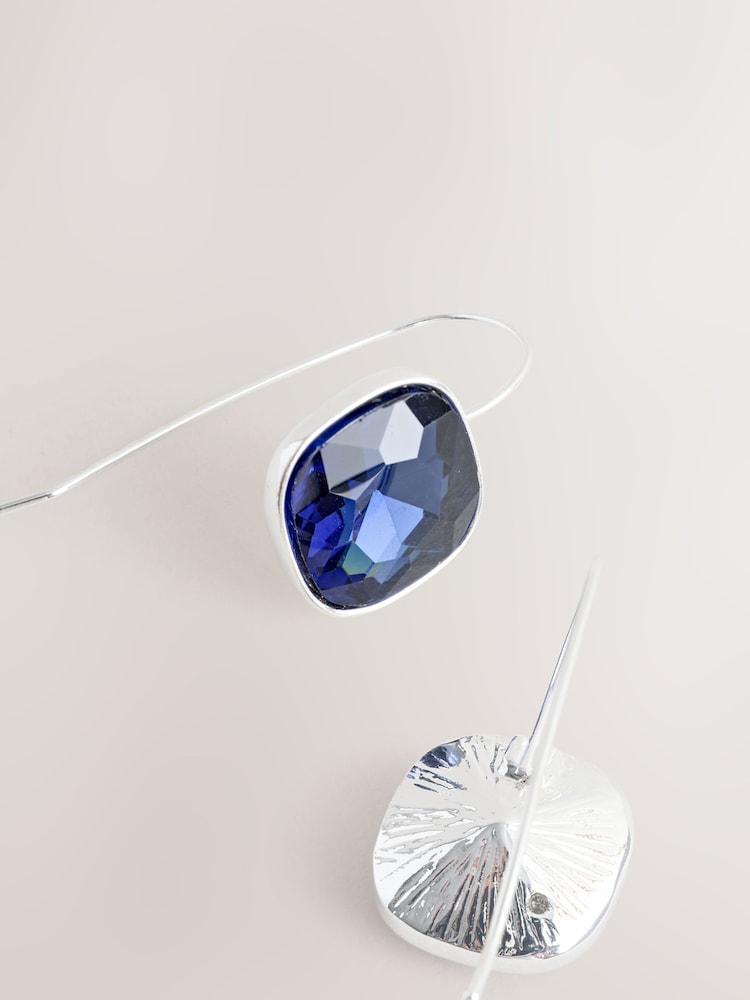 Tono plateado/azul marino - Pendientes con diseño brillante sin cierres - Imagen 1 de 2 Tono plateado/azul marino - Pendientes con diseño brillante sin cierres - Imagen 1 de 2