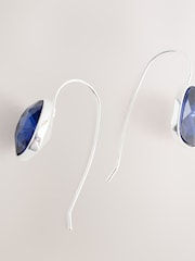 Tono plateado/azul marino - Pendientes con diseño brillante sin cierres - Imagen 2 de 2