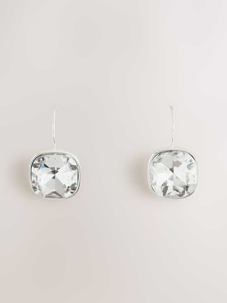 Tono plateado - Pendientes con diseño brillante sin cierres - Imagen 1 de 3 Tono plateado - Pendientes con diseño brillante sin cierres - Imagen 1 de 3