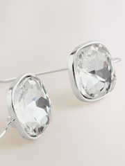 Tono plateado - Pendientes con diseño brillante sin cierres - Imagen 3 de 3