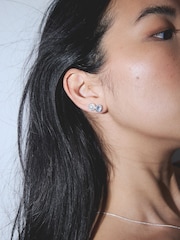 Sterling Silver Plated Cubic Zirconia & Pearl Stud Earrings 2 Pack - Image 3 of 4