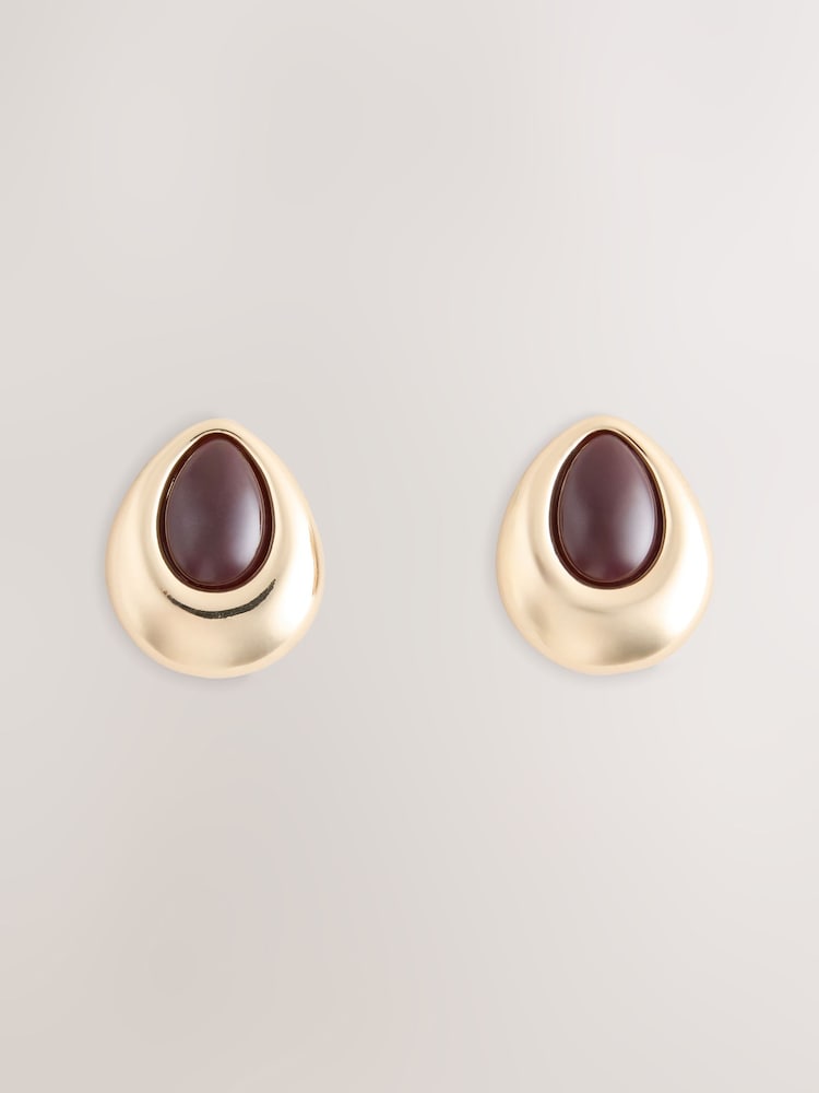 Μπορντό - Teardrop Stud Earrings - Εικόνα 1 από 3