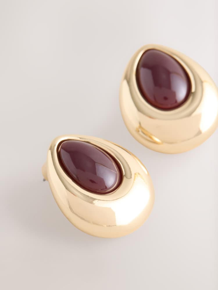 Μπορντό - Teardrop Stud Earrings - Εικόνα 2 από 3