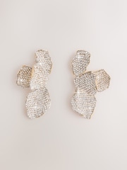 Silver Tone Flower Sparkle Stud Earrings - Image 1 of 3