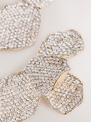 Silver Tone Flower Sparkle Stud Earrings - Image 3 of 3