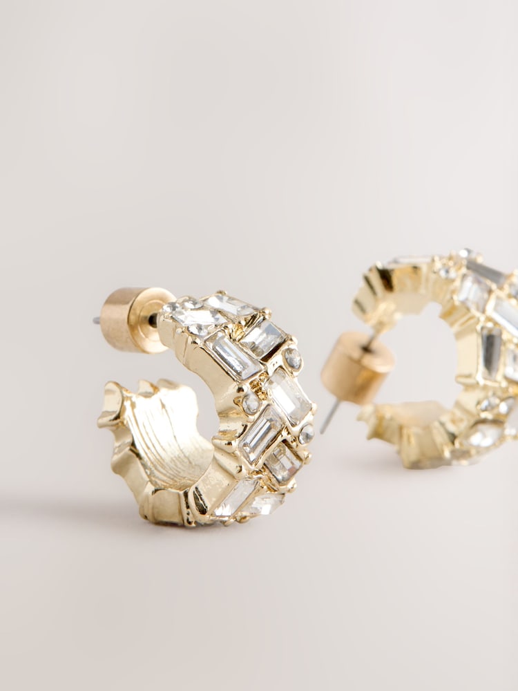 Gold Tone Sparkle Small Hoop Earrings - Image 1 of 6