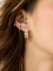 Gold Tone Sparkle Small Hoop Earrings - Image 4 of 6