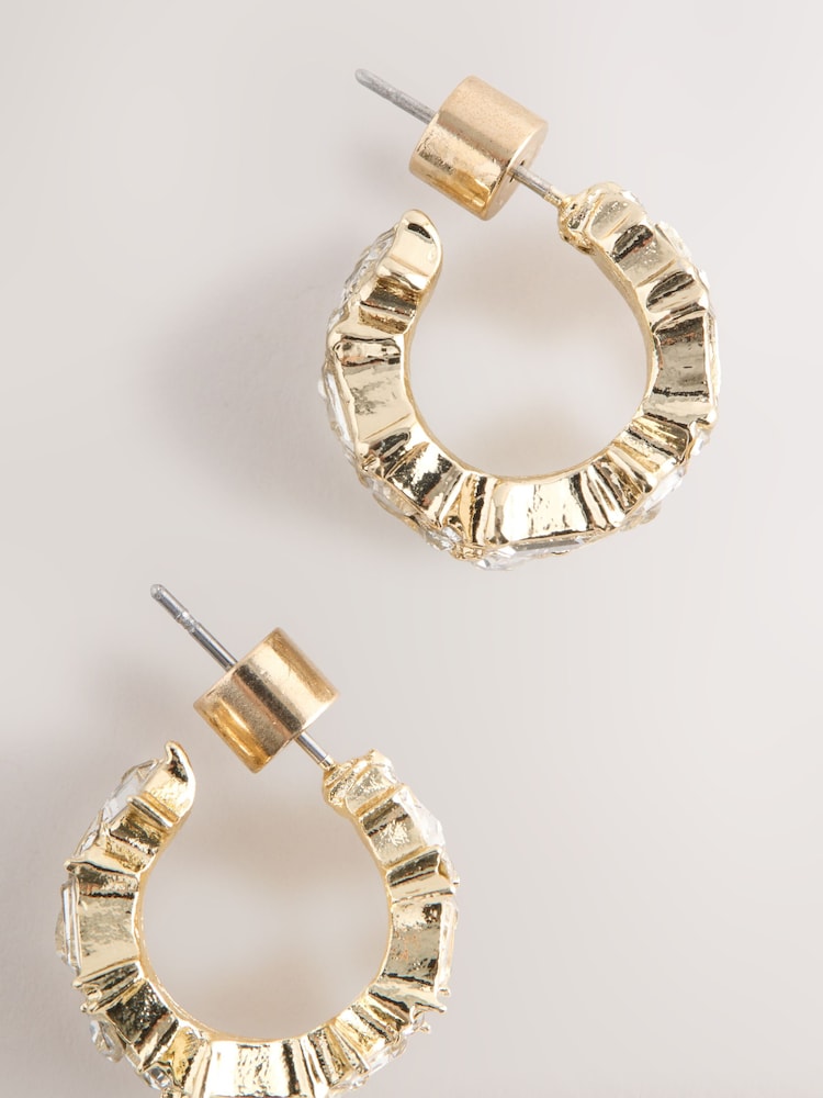 Gold Tone Sparkle Small Hoop Earrings - Image 6 of 6