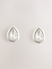 Silver Tone Pear Stud Earrings - Image 1 of 3