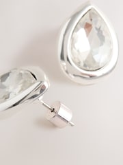 Silver Tone Pear Stud Earrings - Image 2 of 3