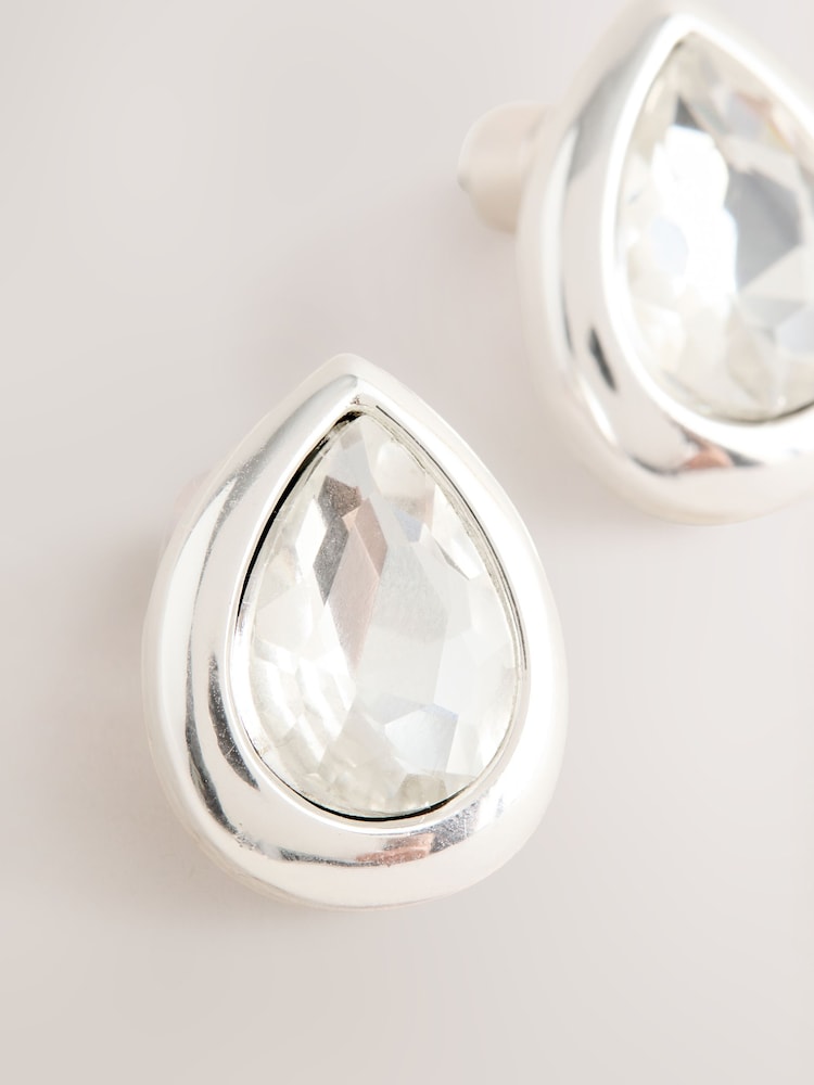 Silver Tone Pear Stud Earrings - Image 3 of 3