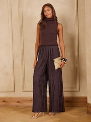 Love & Roses Plisse Wide Leg Trousers - 4суретінің 3 суреті