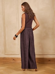 Love & Roses Plisse Wide Leg Trousers - 4суретінің 4 суреті
