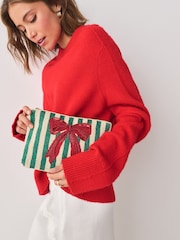 Green Bow Emebllished Pouch - Image 1 of 8