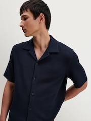 Wax London Blue Clayland Textured Interlock Short Sleeve Shirt - Image 4 of 9