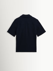 Wax London Blue Clayland Textured Interlock Short Sleeve Shirt - Image 7 of 9