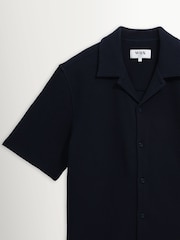 Wax London Blue Clayland Textured Interlock Short Sleeve Shirt - Image 8 of 9