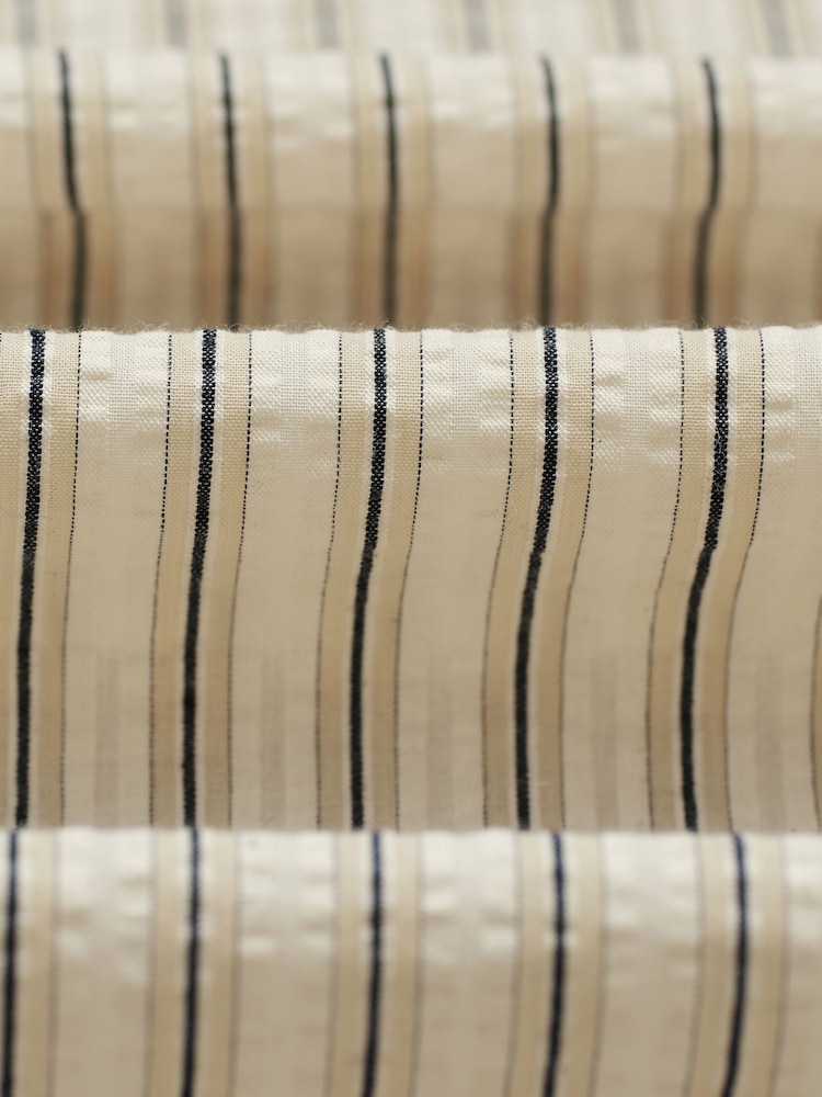 Wax London Natural Sears Seersucker Stripe Zip Short Sleeve Shirt - Image 9 of 9 Wax London Natural Sears Seersucker Stripe Zip Short Sleeve Shirt - Image 9 of 9