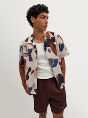 Wax London Natural Didcot Abstract Shape Short Sleeve Shirt - Image 1 of 9
