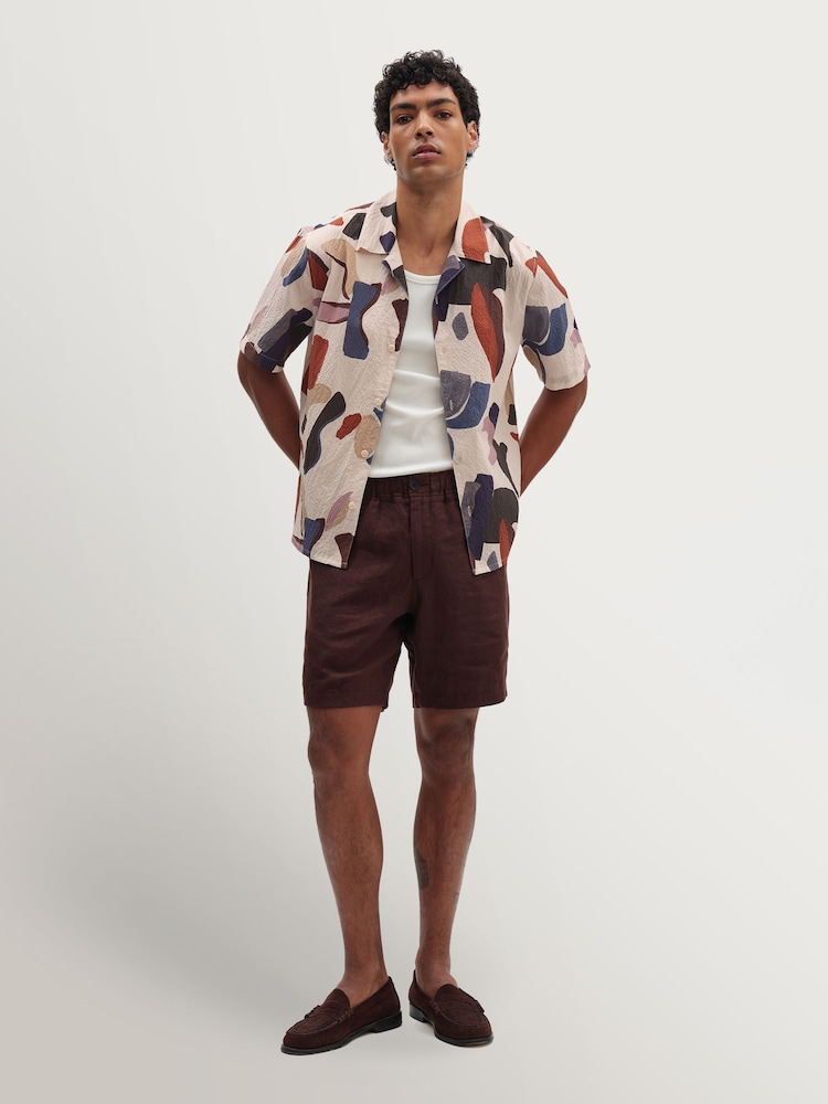 Wax London Natural Didcot Abstract Shape Short Sleeve Shirt - Image 2 of 9