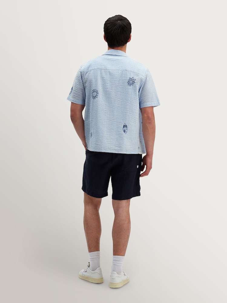 Wax London Blue Didcot Seersucker Doodle Short Sleeve Shirt - Image 2 of 9