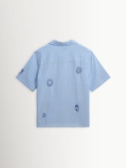 Wax London Blue Didcot Seersucker Doodle Short Sleeve Shirt - Image 7 of 9