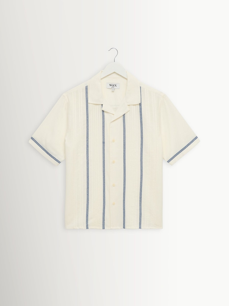 Wax London White Didcot Pintuck Short Sleeve Shirt - Image 1 of 1