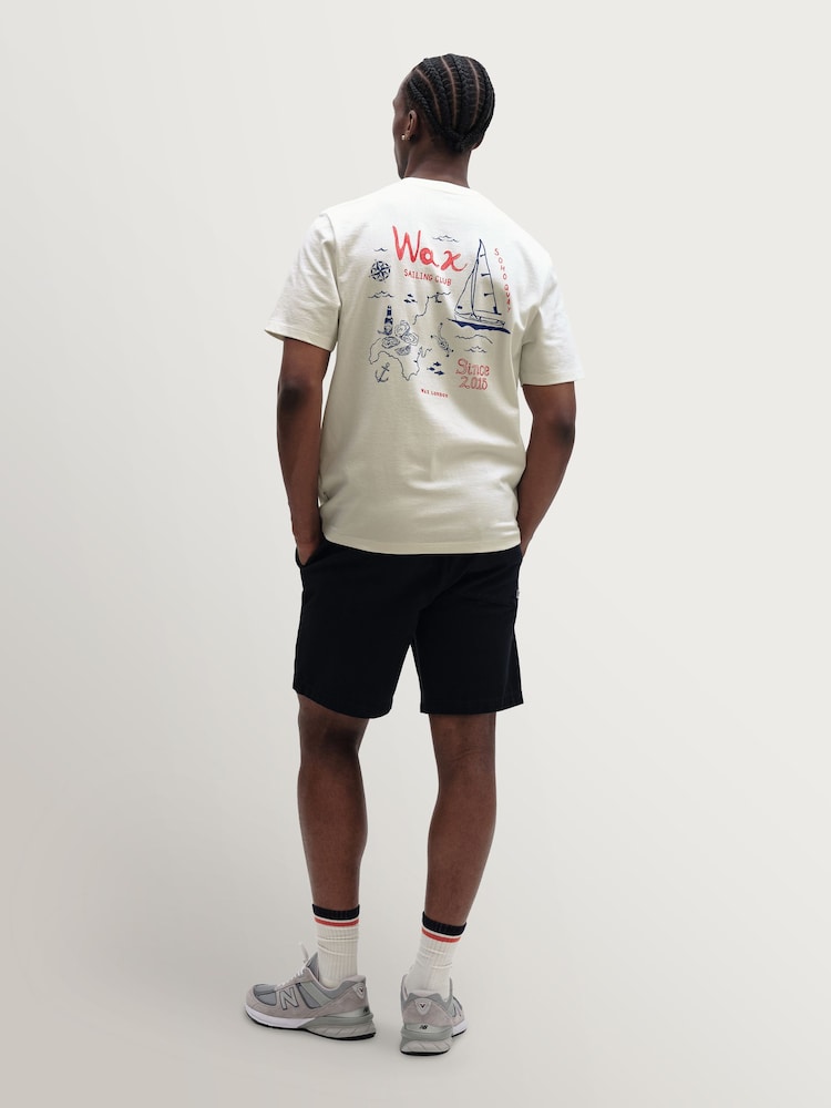 Wax London White Dean Sailing Map Print Short Sleeve T-Shirt - Image 2 of 10 Wax London White Dean Sailing Map Print Short Sleeve T-Shirt - Image 2 of 10