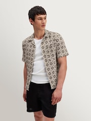 Wax London Natural Didcot Cotton Tile Print Short Sleeve Shirt - Image 1 of 9
