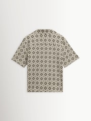 Wax London Natural Didcot Cotton Tile Print Short Sleeve Shirt - Image 7 of 9