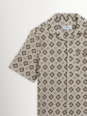 Wax London Natural Didcot Cotton Tile Print Short Sleeve Shirt - Image 8 of 9