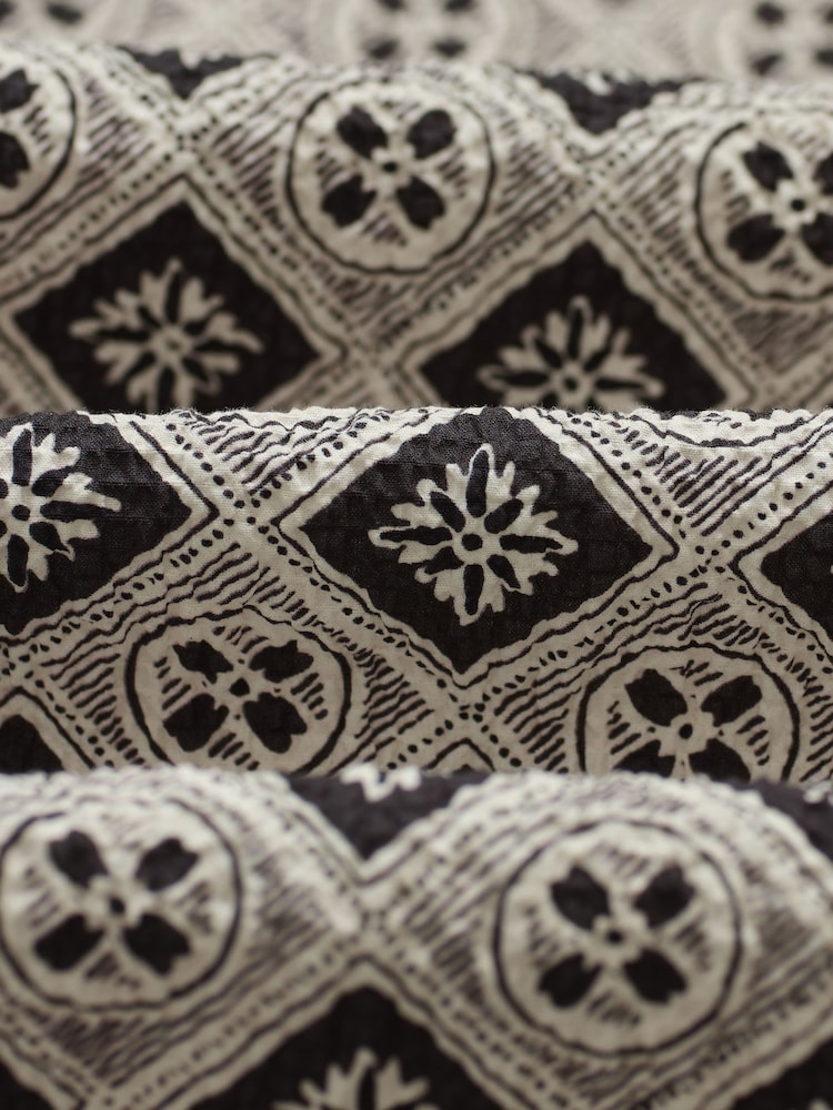 Wax London Natural Didcot Cotton Tile Print Short Sleeve Shirt - Image 9 of 9 Wax London Natural Didcot Cotton Tile Print Short Sleeve Shirt - Image 9 of 9