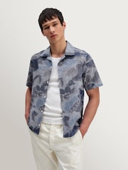 Wax London Blue Didcot Watercolour Print Short Sleeve Shirt - Image 1 of 9