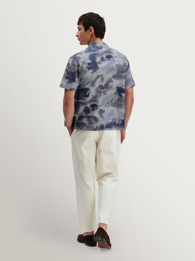 Wax London Blue Didcot Watercolour Print Short Sleeve Shirt - Image 2 of 9