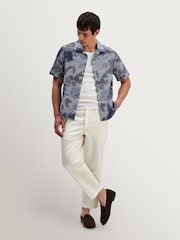 Wax London Blue Didcot Watercolour Print Short Sleeve Shirt - Image 3 of 9