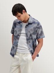 Wax London Blue Didcot Watercolour Print Short Sleeve Shirt - Image 4 of 9