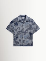 Wax London Blue Didcot Watercolour Print Short Sleeve Shirt - Image 6 of 9